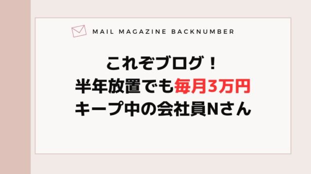 これぞブログ！半年放置でも毎月3万円キープ中の会社員Nさん